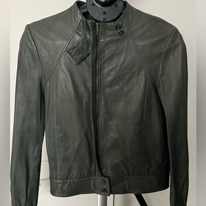 Reiss Dark Green Leather Jacket